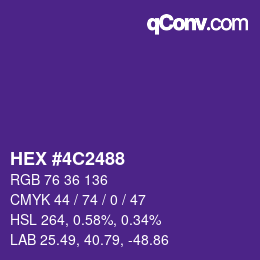 Color code: HEX #4C2488 | qconv.com