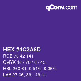 Color code: HEX #4C2A8D | qconv.com