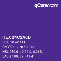 Farbcode: HEX #4C2A8D | qconv.com