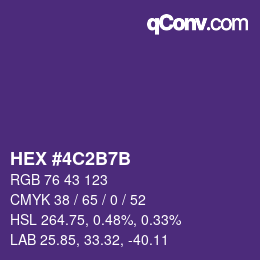颜色代码: HEX #4C2B7B | qconv.com