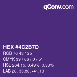 颜色代码: HEX #4C2B7D | qconv.com