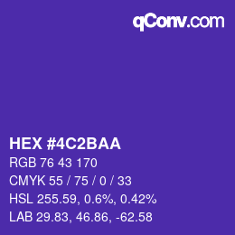 カラーコード: HEX #4C2BAA | qconv.com