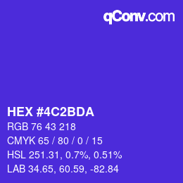 颜色代码: HEX #4C2BDA | qconv.com