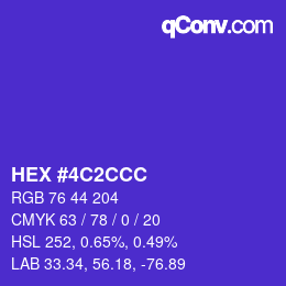 カラーコード: HEX #4C2CCC | qconv.com