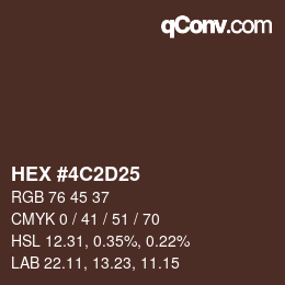 Farbcode: HEX #4C2D25 | qconv.com