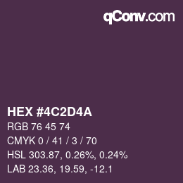 Color code: HEX #4C2D4A | qconv.com