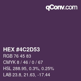 Color code: HEX #4C2D53 | qconv.com
