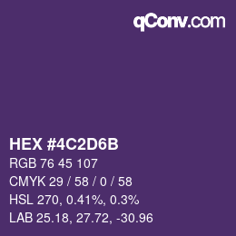 Color code: HEX #4C2D6B | qconv.com