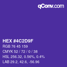 颜色代码: HEX #4C2D9F | qconv.com