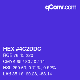 颜色代码: HEX #4C2DDC | qconv.com