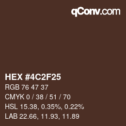 颜色代码: HEX #4C2F25 | qconv.com
