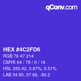 颜色代码: HEX #4C2FD6 | qconv.com