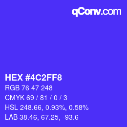 Color code: HEX #4C2FF8 | qconv.com
