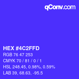 Color code: HEX #4C2FFD | qconv.com