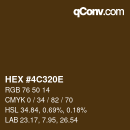 Color code: HEX #4C320E | qconv.com