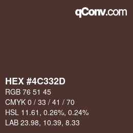 Color code: HEX #4C332D | qconv.com