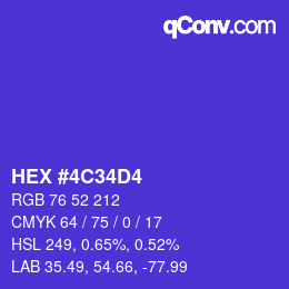 Color code: HEX #4C34D4 | qconv.com