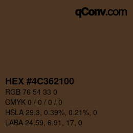 Color code: HEX #4C362100 | qconv.com