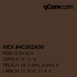 Color code: HEX #4C362A00 | qconv.com