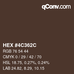 Color code: HEX #4C362C | qconv.com