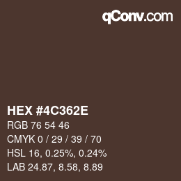 Color code: HEX #4C362E | qconv.com