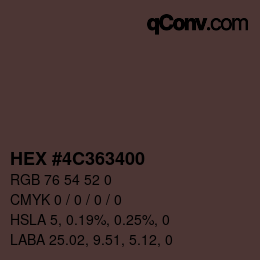 Código de color: HEX #4C363400 | qconv.com