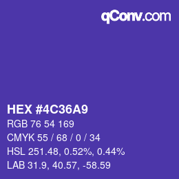 カラーコード: HEX #4C36A9 | qconv.com