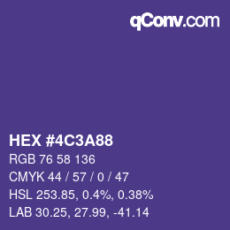 Color code: HEX #4C3A88 | qconv.com