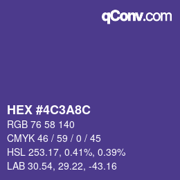 Color code: HEX #4C3A8C | qconv.com