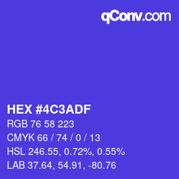 颜色代码: HEX #4C3ADF | qconv.com