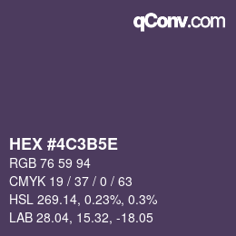 Color code: HEX #4C3B5E | qconv.com