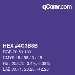 カラーコード: HEX #4C3B8B | qconv.com