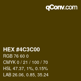 颜色代码: HEX #4C3C00 | qconv.com