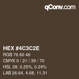 Color code: HEX #4C3C2E | qconv.com