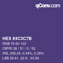 Color code: HEX #4C3C7B | qconv.com