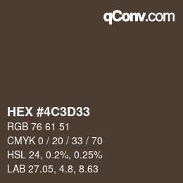 Farbcode: HEX #4C3D33 | qconv.com