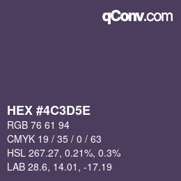 Color code: HEX #4C3D5E | qconv.com