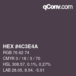 Color code: HEX #4C3E4A | qconv.com