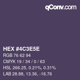 カラーコード: HEX #4C3E5E | qconv.com