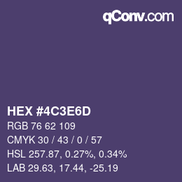 Color code: HEX #4C3E6D | qconv.com