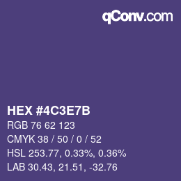 Color code: HEX #4C3E7B | qconv.com