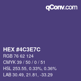 Color code: HEX #4C3E7C | qconv.com