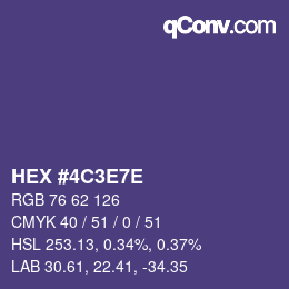 Color code: HEX #4C3E7E | qconv.com