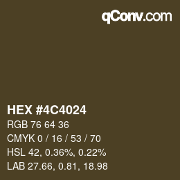 Color code: HEX #4C4024 | qconv.com