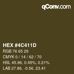 Color code: HEX #4C411D | qconv.com
