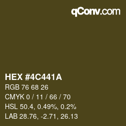 Color code: HEX #4C441A | qconv.com