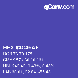 Farbcode: HEX #4C46AF | qconv.com