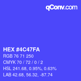 カラーコード: HEX #4C47FA | qconv.com