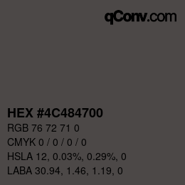Color code: HEX #4C484700 | qconv.com