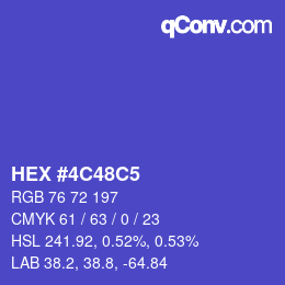 Color code: HEX #4C48C5 | qconv.com